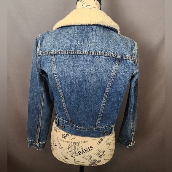 True Religion Sherpa Collar Denim Jacket sz XS - Picture 3 of 7